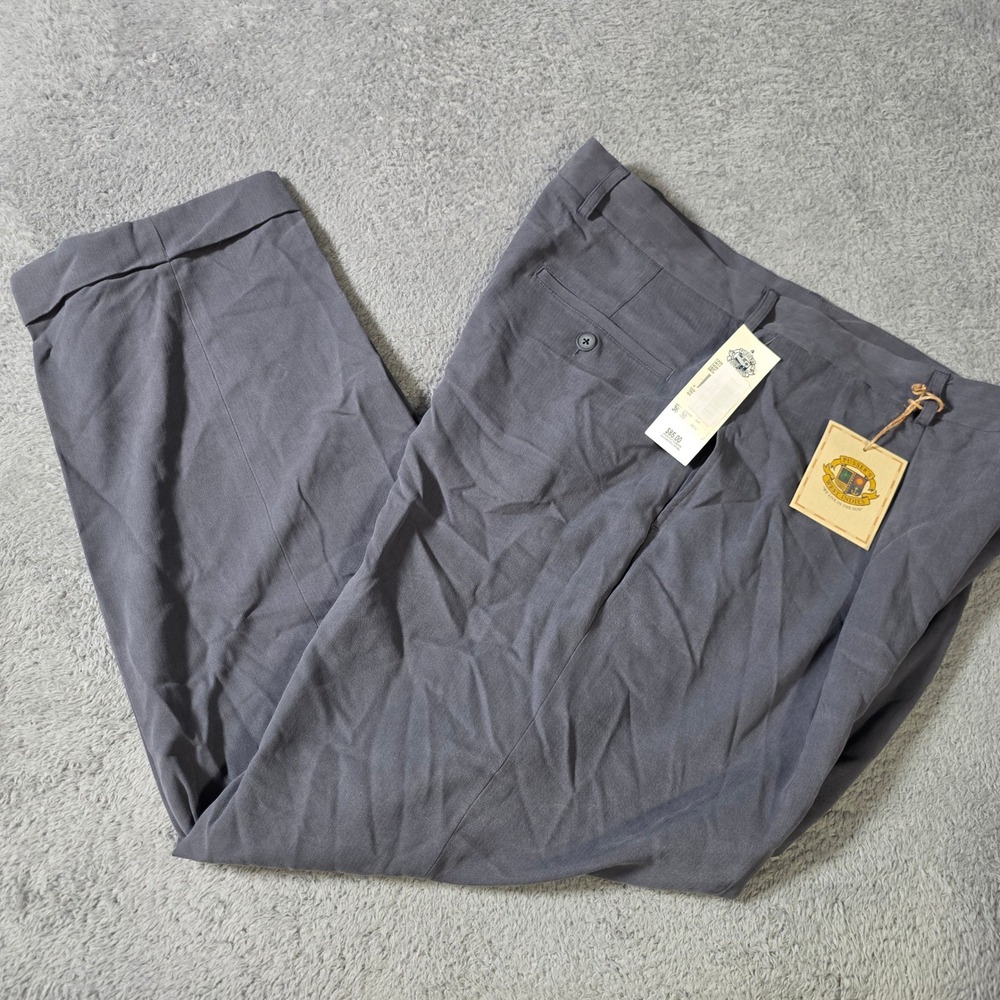 Pusser's West‎ Indies Mens 36x30 Pleated Trousers Grey Silk Cotton Herringbone